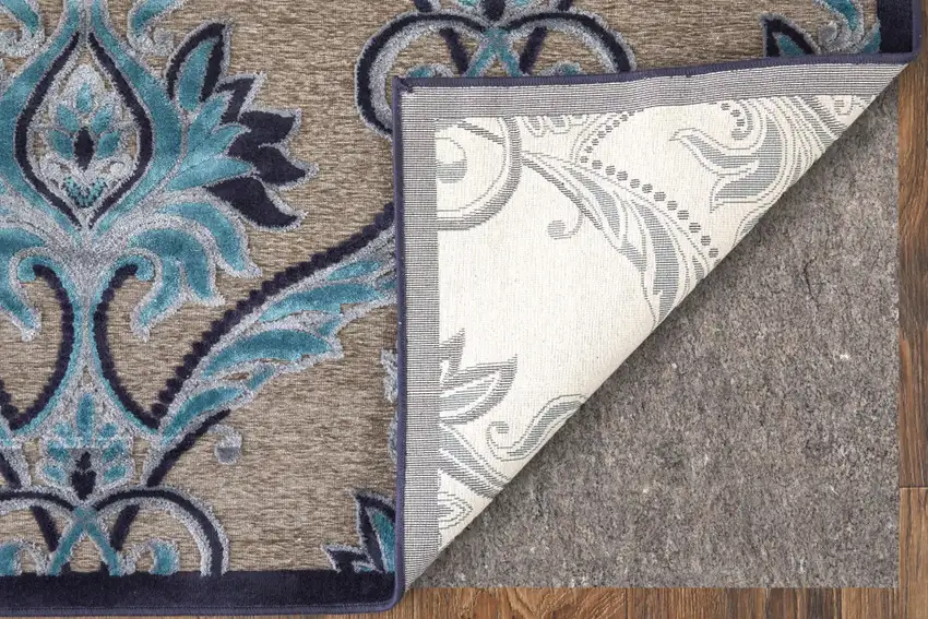 8' Tan Green and Taupe Floral Power Loom Runner Rug Photo 4