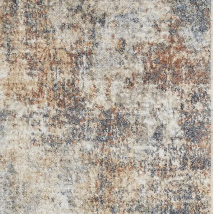 6' Tan Ivory And Black Abstract Runner Rug Photo 9