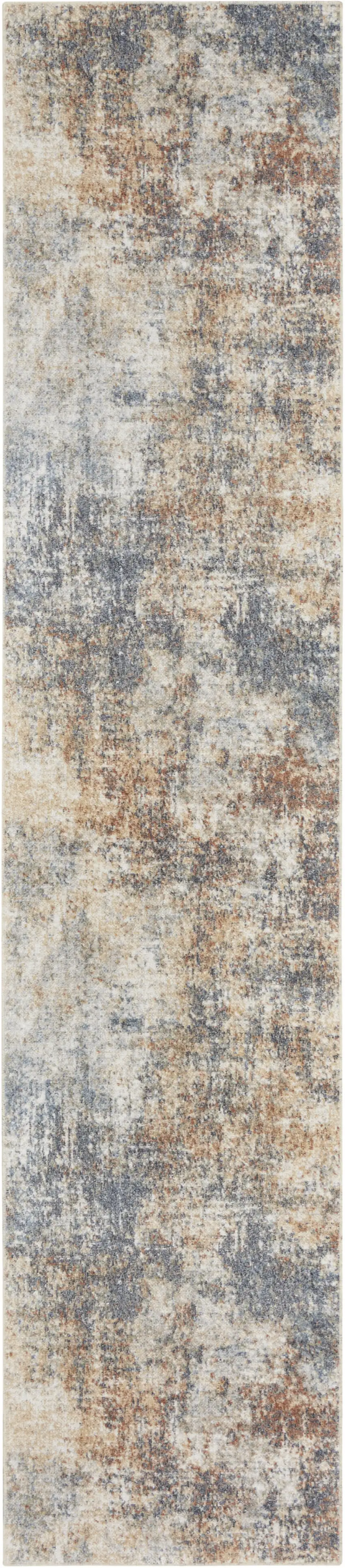 6' Tan Ivory And Black Abstract Runner Rug Photo 2