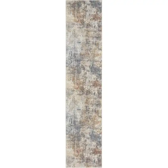 6' Tan Ivory And Black Abstract Runner Rug Photo 2
