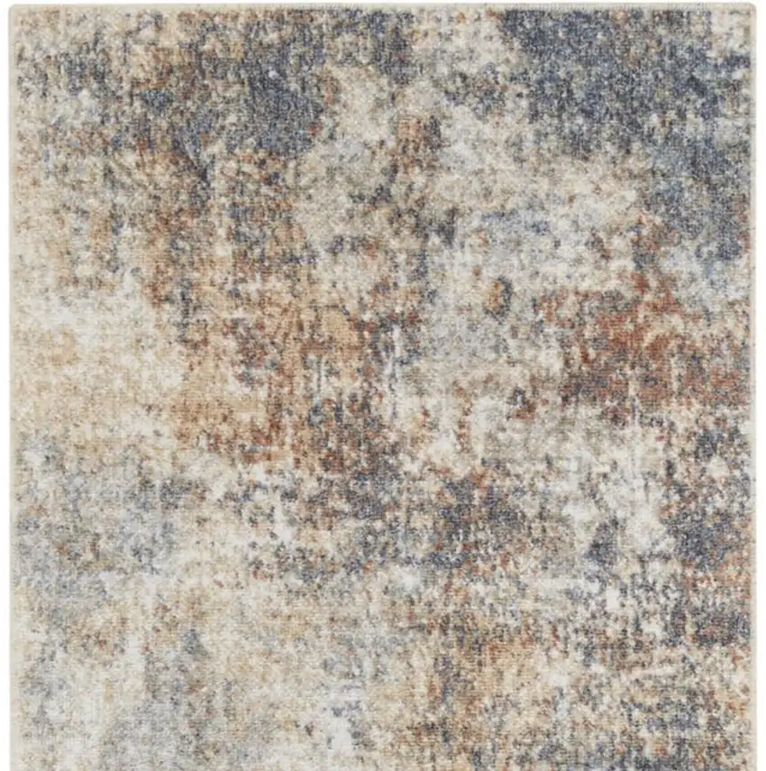 6' Tan Ivory And Black Abstract Runner Rug Photo 4