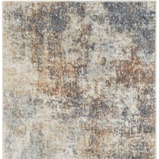 6' Tan Ivory And Black Abstract Runner Rug Photo 4
