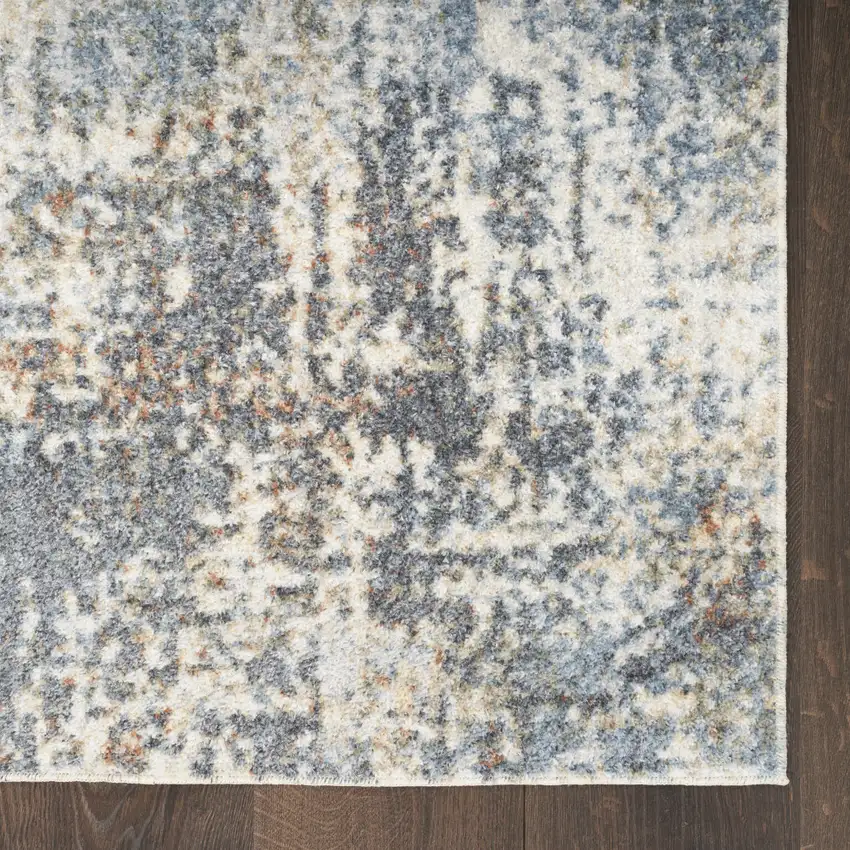 6' Tan Ivory And Black Abstract Runner Rug Photo 8