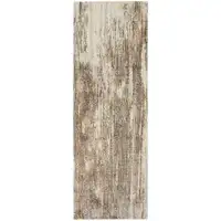 Photo of 8' Tan Ivory And Brown Abstract Runner Rug