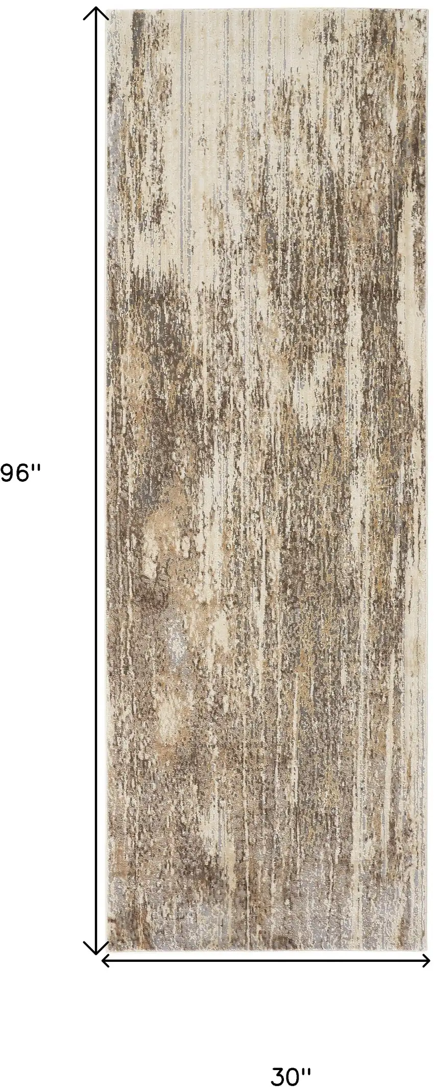 8' Tan Ivory And Brown Abstract Runner Rug Photo 6