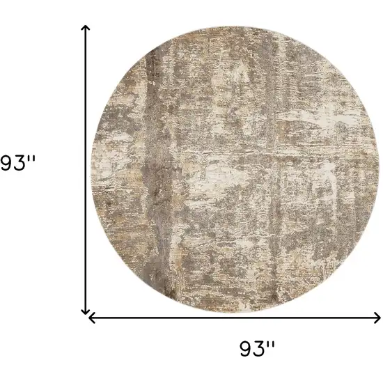 8' Tan Ivory And Brown Round Abstract Area Rug Photo 8
