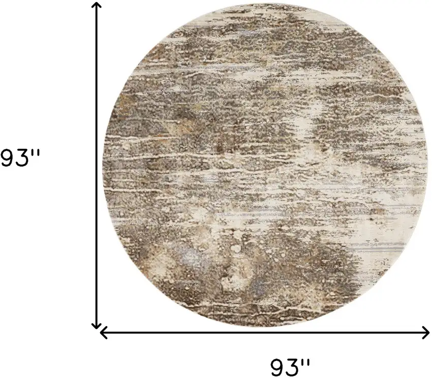 8' Tan Ivory And Brown Round Abstract Area Rug Photo 8