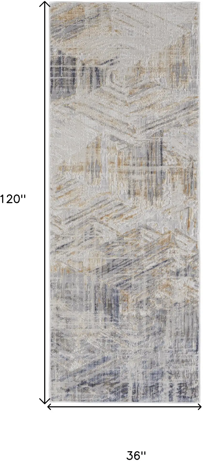 10' Tan Ivory And Gray Abstract Power Loom Distressed Runner Rug Photo 7