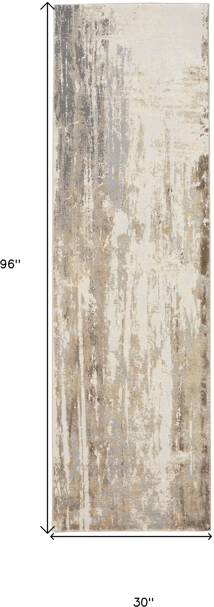 8' Tan Ivory And Gray Abstract Runner Rug Photo 6