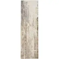Photo of 8' Tan Ivory And Gray Abstract Runner Rug