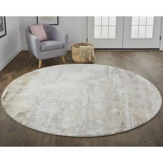 8' Tan Ivory And Gray Round Abstract Area Rug Photo 3