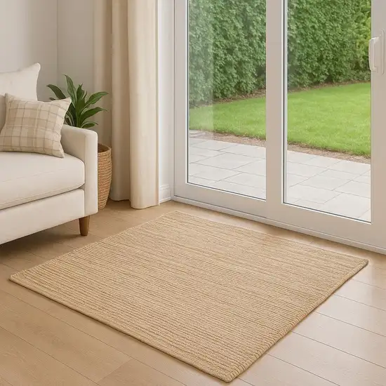 6' Tan Jute Hand Woven Runner Rug Photo 1