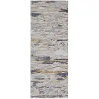 Photo of 10' Tan Orange And Ivory Abstract Power Loom Distressed Runner Rug