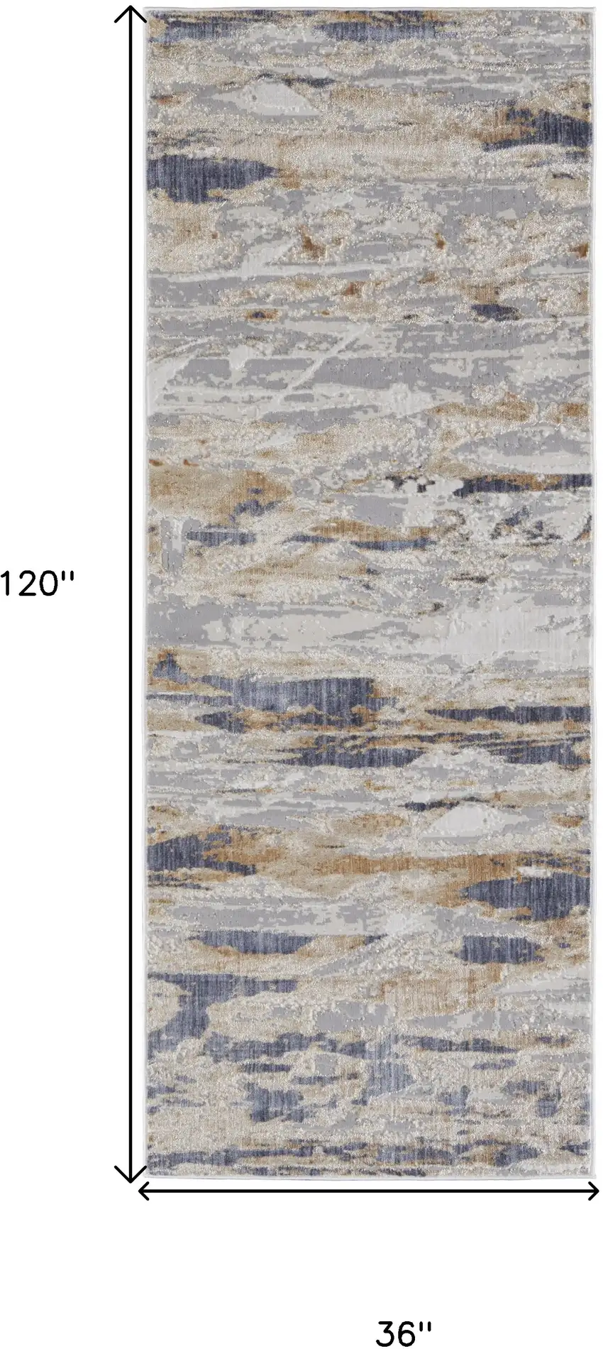 10' Tan Orange And Ivory Abstract Power Loom Distressed Runner Rug Photo 7