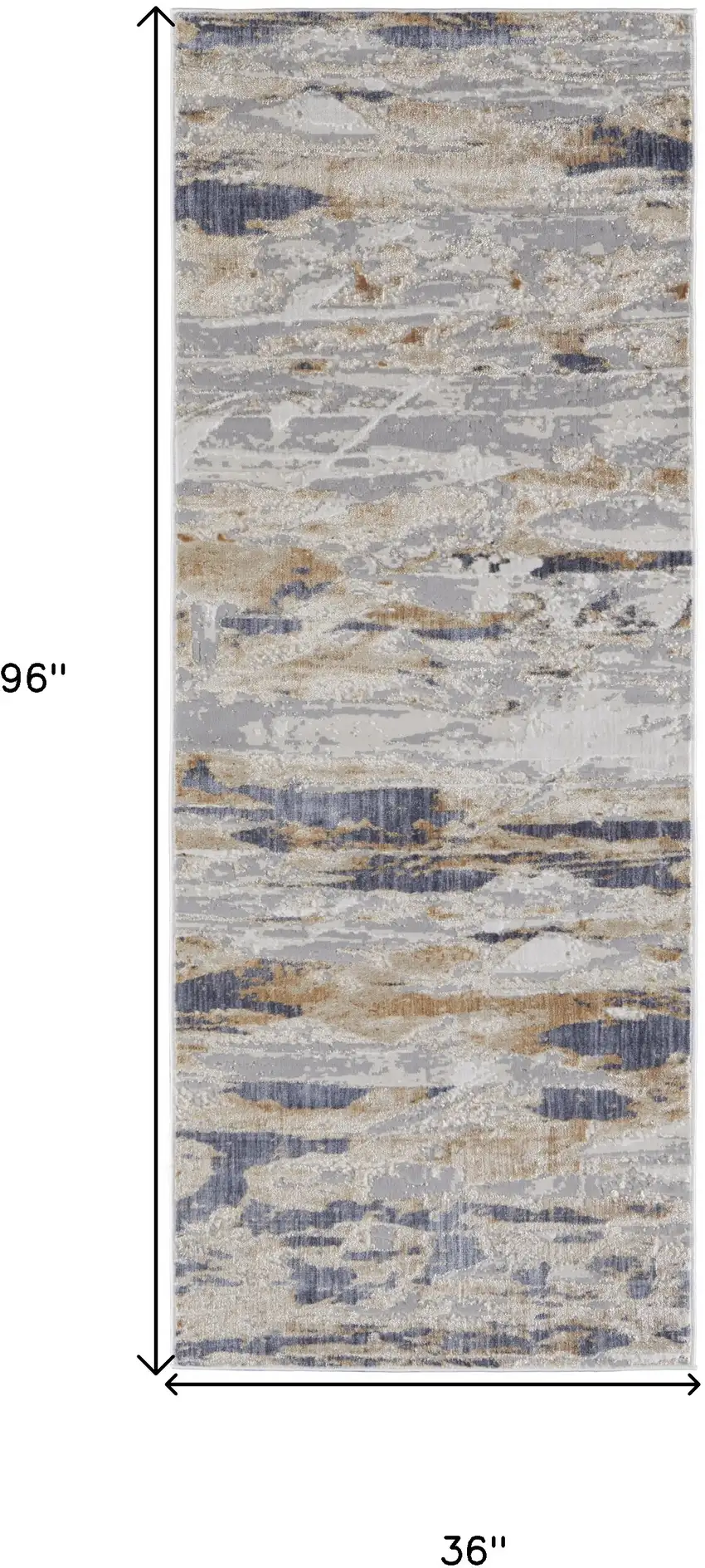 8' Tan Orange And Ivory Abstract Power Loom Distressed Runner Rug Photo 7