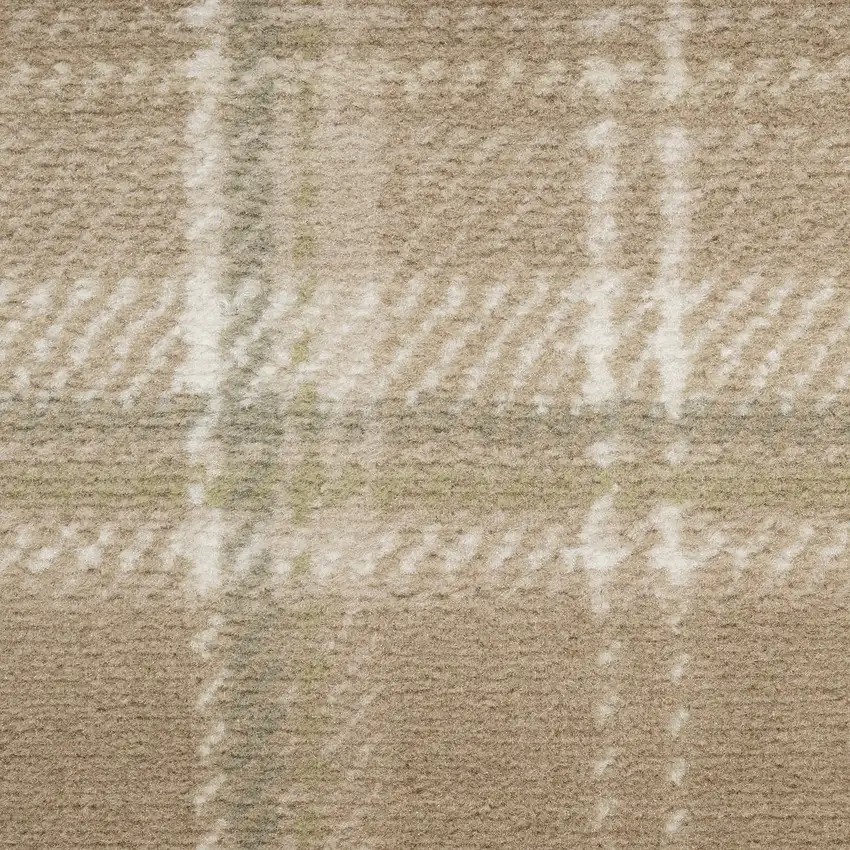 6' Tan Plaid Runner Rug Photo 4