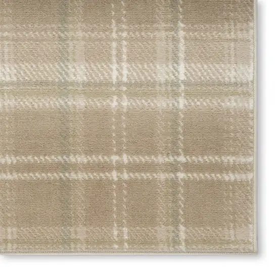 6' Tan Plaid Runner Rug Photo 8