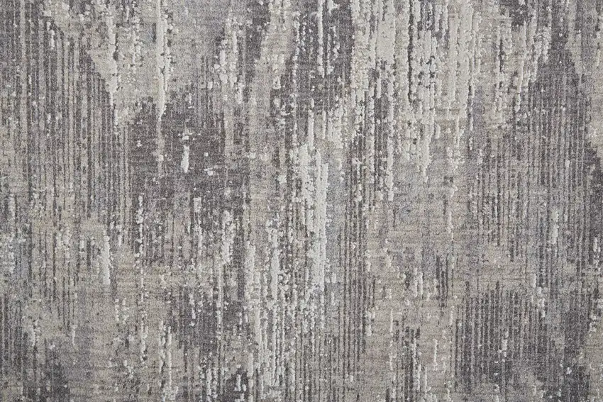 8' Tan Taupe And Gray Abstract Power Loom Distressed Stain Resistant Runner Rug Photo 6