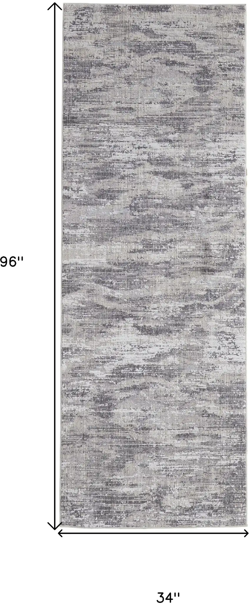 8' Tan Taupe And Gray Abstract Power Loom Distressed Stain Resistant Runner Rug Photo 7