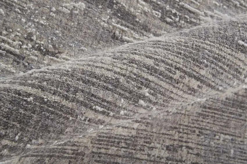 8' Tan Taupe And Gray Abstract Power Loom Distressed Stain Resistant Runner Rug Photo 5