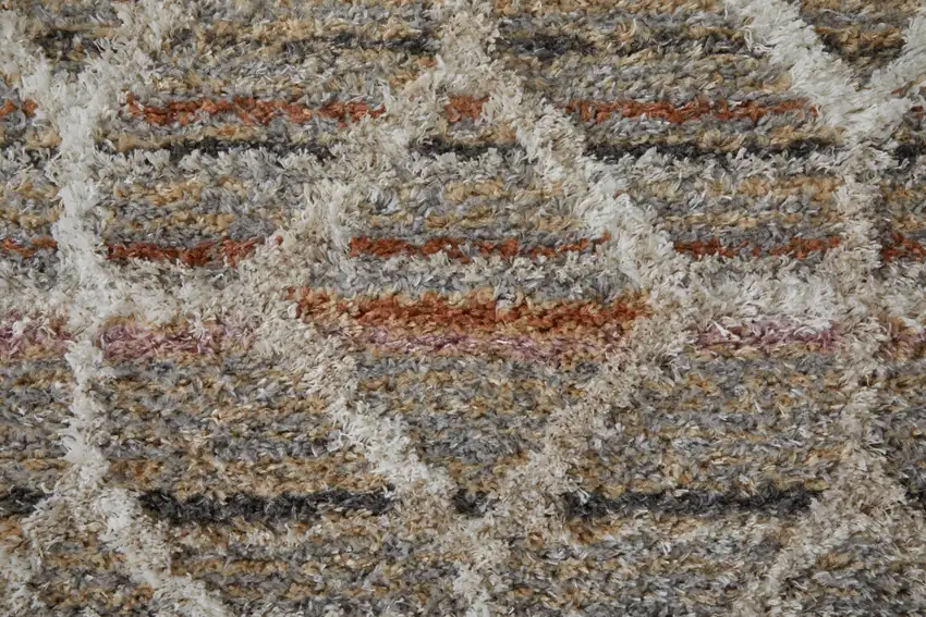 8' Tan Taupe And Ivory Geometric Power Loom Stain Resistant Runner Rug Photo 6