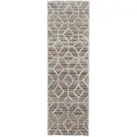 Photo of 8' Tan Taupe And Ivory Geometric Power Loom Stain Resistant Runner Rug