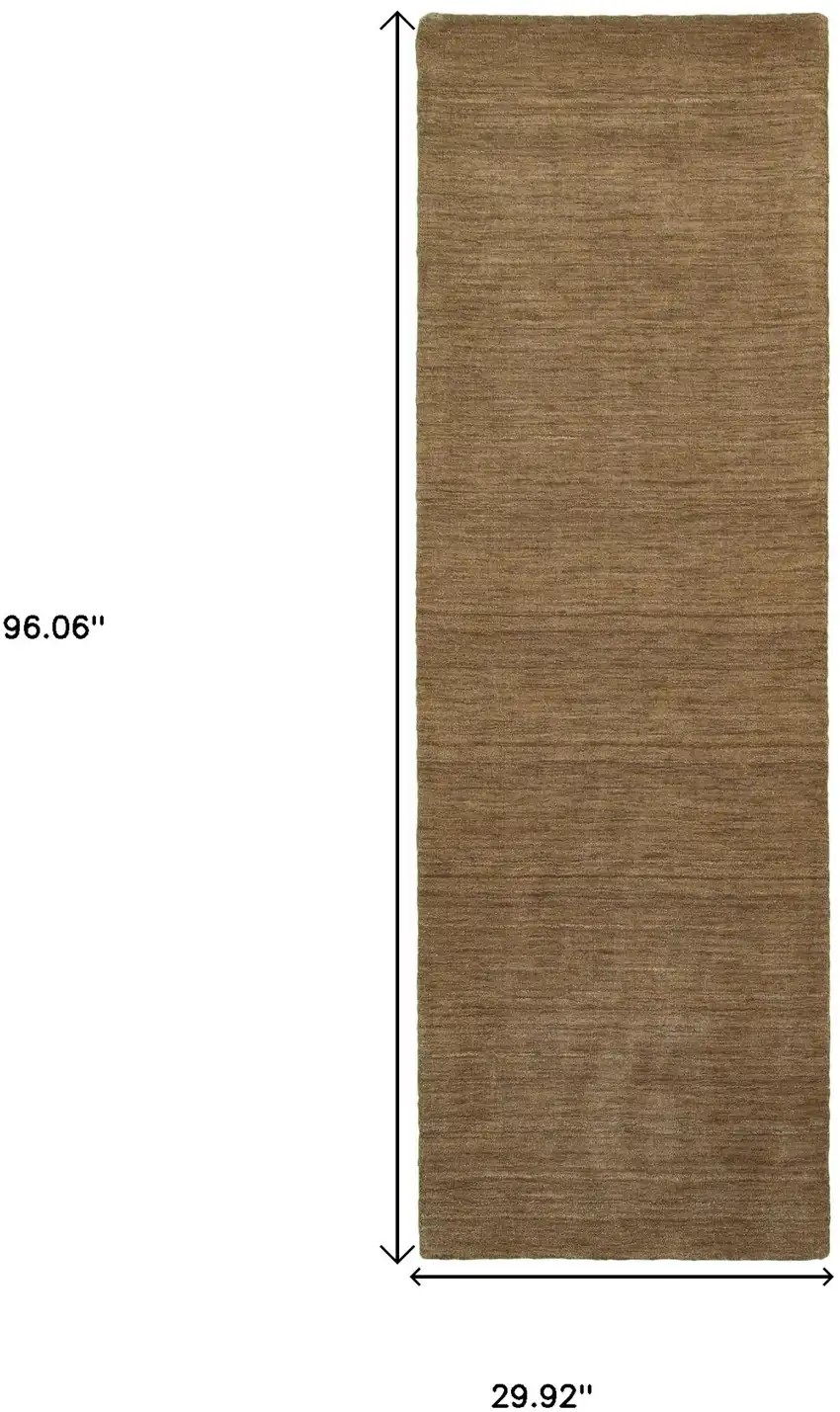8' Tan Wool Hand Tufted Runner Rug Photo 3