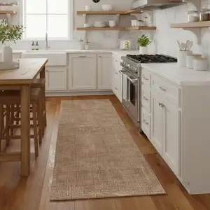 Photo of 8' Tan Wool Hand Woven Area Rug