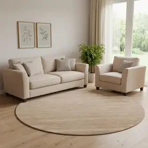 Photo of 8' Tan Wool Hand Woven Area Rug