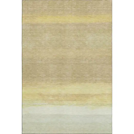 8' Tan Yellow And Beige Striped Washable Area Rug With UV Protection Photo 4