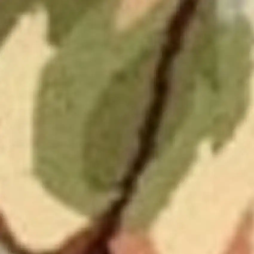 8' Tan and Dark Brown Botanical Leaves Hand Carved Handmade Runner Rug Photo 6