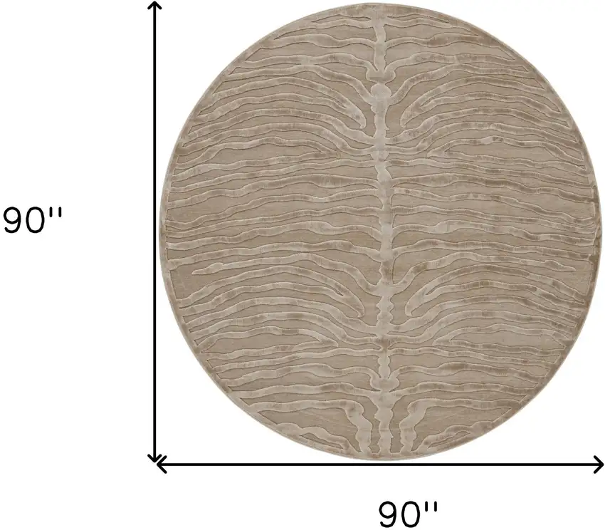 8' Tan and Ivory Animal Print Power Loom Round Rug Photo 3