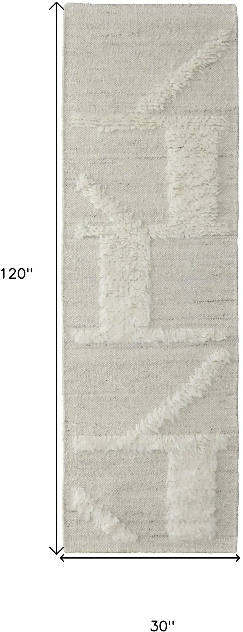 10' Tan and Ivory Wool Geometric Hand Woven Runner Rug Photo 7