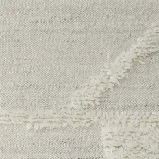 10' Tan and Ivory Wool Geometric Hand Woven Runner Rug Photo 3