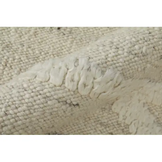 10' Tan and Ivory Wool Geometric Hand Woven Runner Rug Photo 8