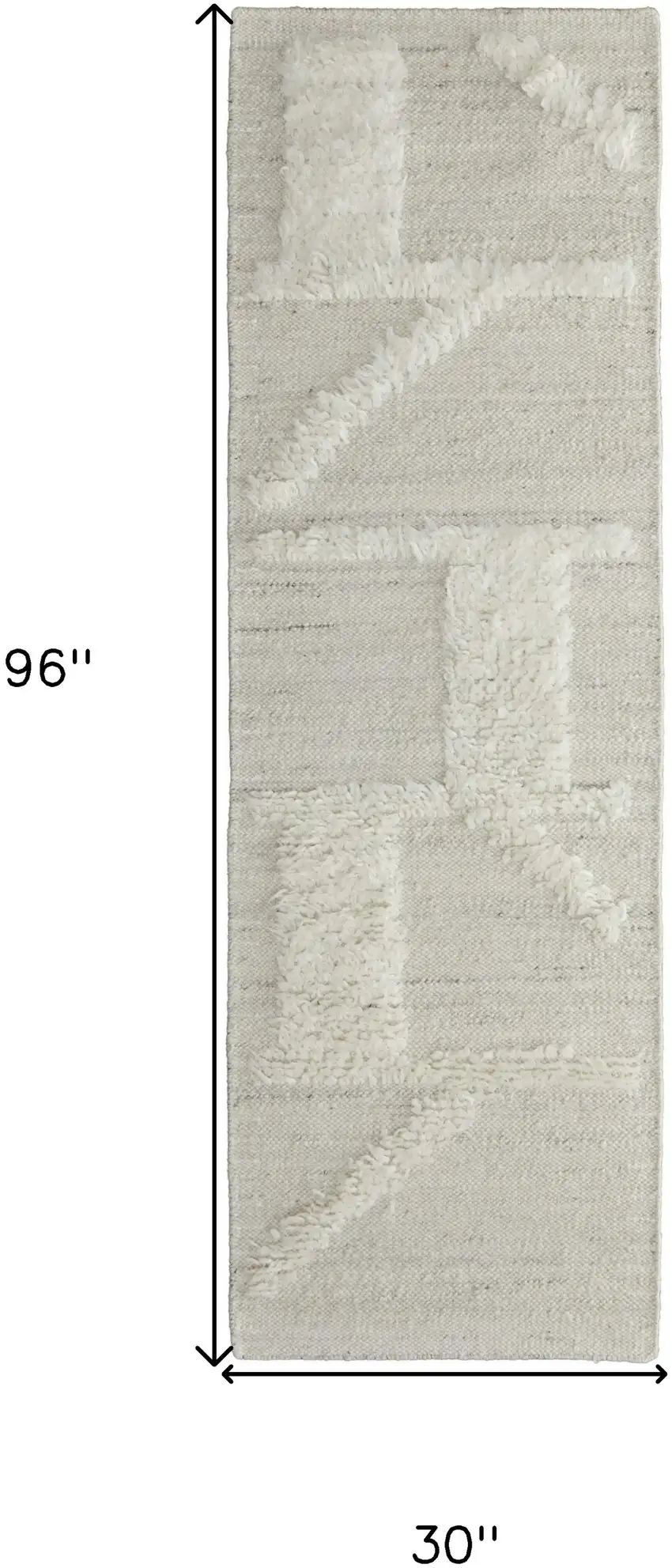 8' Tan and Ivory Wool Geometric Hand Woven Runner Rug Photo 7