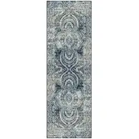 Photo of 8' Taupe Abstract Power Loom Distressed Stain Resistant Runner Rug