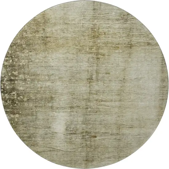 8' Taupe And Beige Abstract Washable Round Rug With UV Protection Photo 4