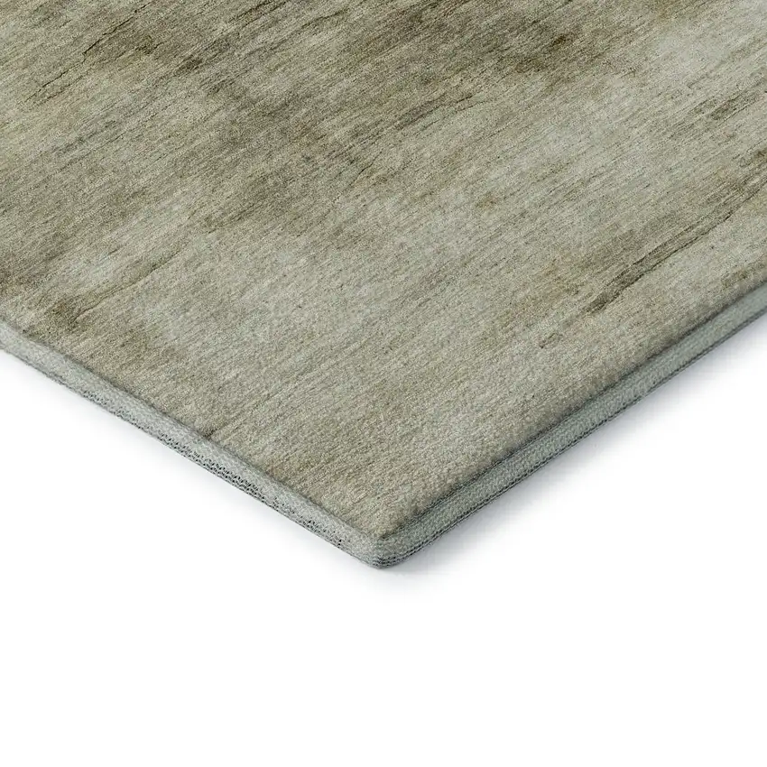 8' Taupe And Beige Abstract Washable Round Rug With UV Protection Photo 7