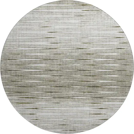 8' Taupe And Beige Abstract Washable Round Rug With UV Protection Photo 1