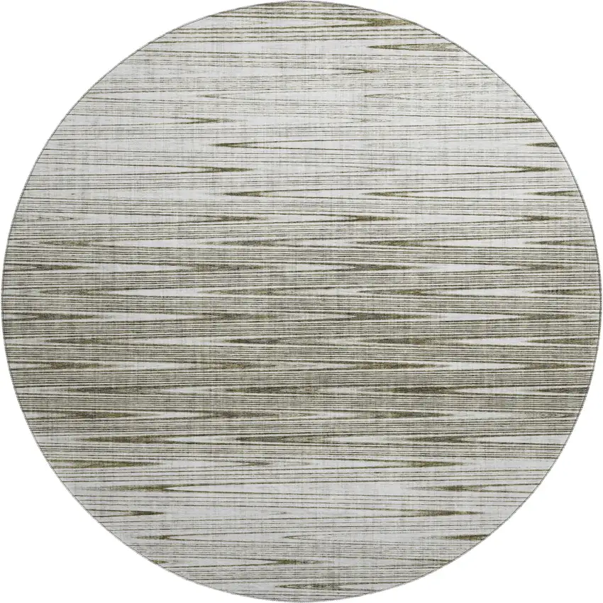 8' Taupe And Beige Abstract Washable Round Rug With UV Protection Photo 1