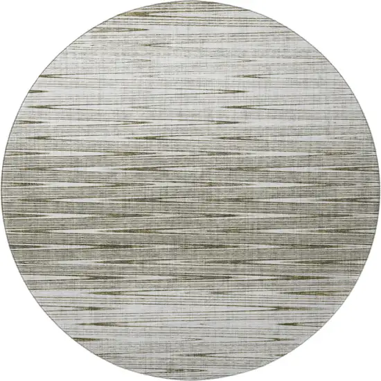 8' Taupe And Beige Abstract Washable Round Rug With UV Protection Photo 4