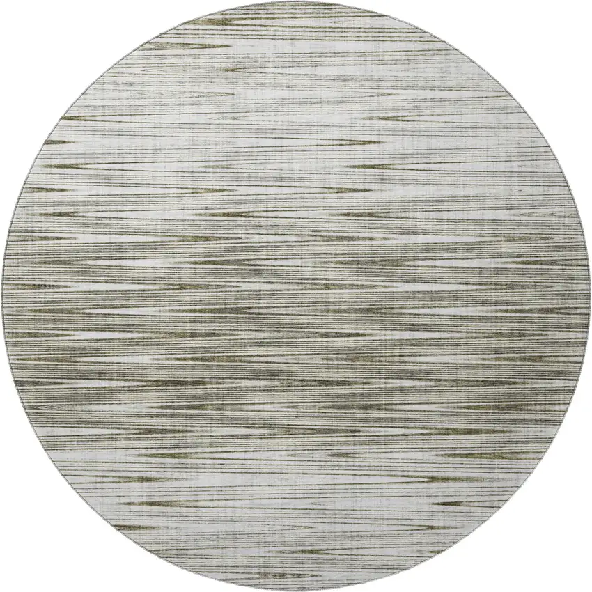 8' Taupe And Beige Abstract Washable Round Rug With UV Protection Photo 4
