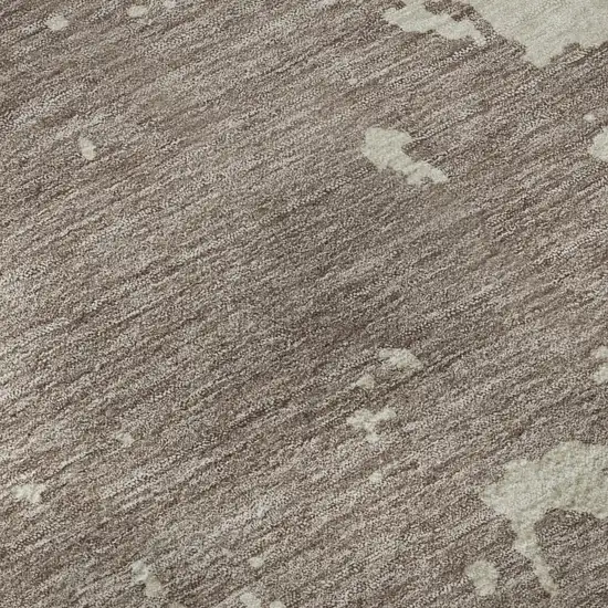 8' Taupe And Beige Abstract Washable Round Rug With UV Protection Photo 9