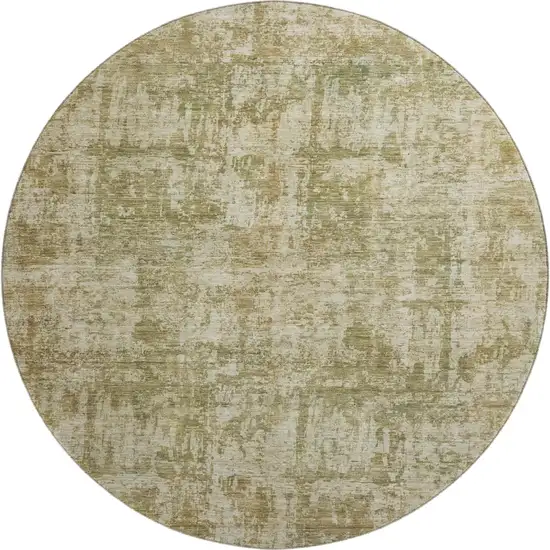 8' Taupe And Beige Abstract Washable Round Rug With UV Protection Photo 1