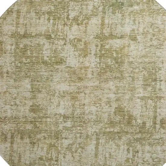 8' Taupe And Beige Abstract Washable Round Rug With UV Protection Photo 2