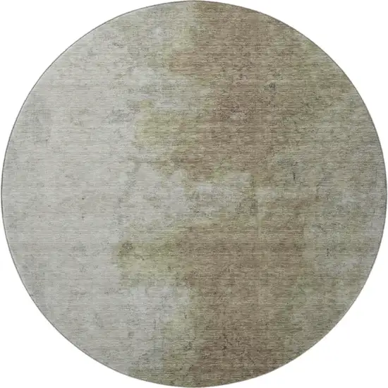 8' Taupe And Beige Abstract Washable Round Rug With UV Protection Photo 3