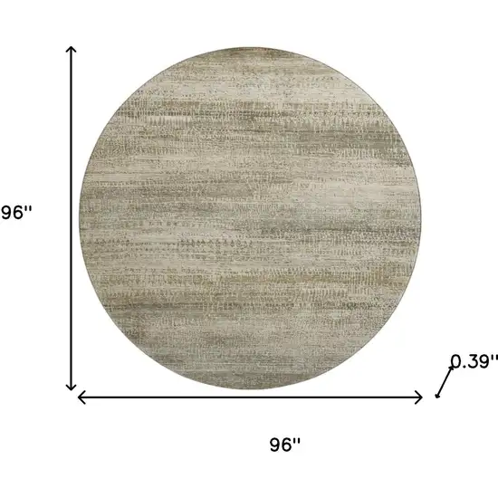 8' Taupe And Beige Abstract Washable Round Rug With UV Protection Photo 8