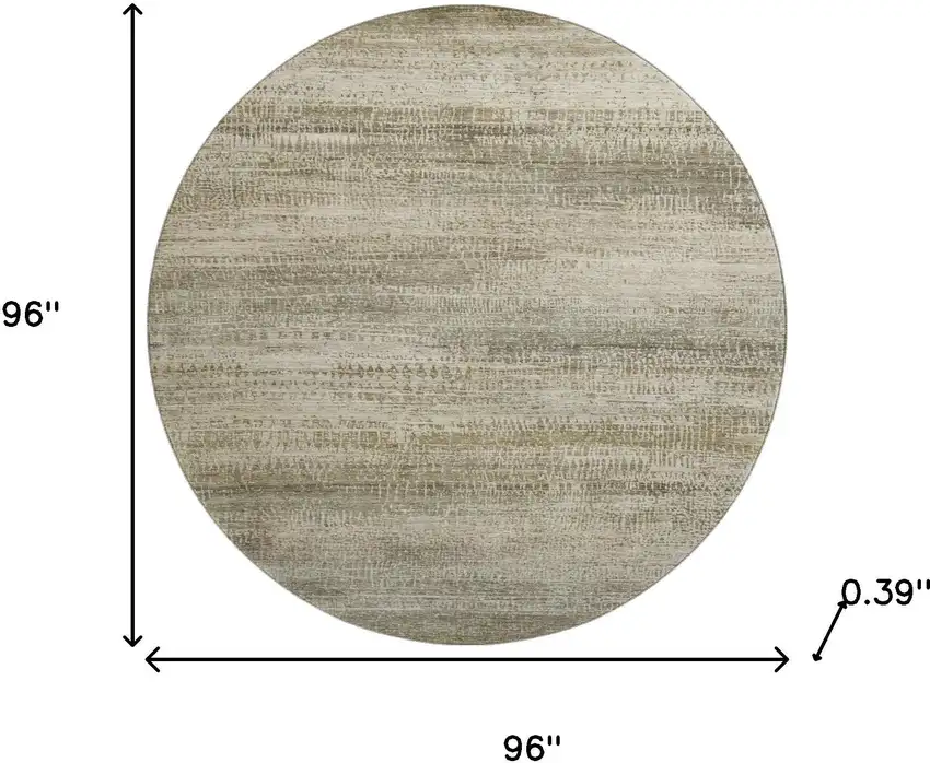 8' Taupe And Beige Abstract Washable Round Rug With UV Protection Photo 8