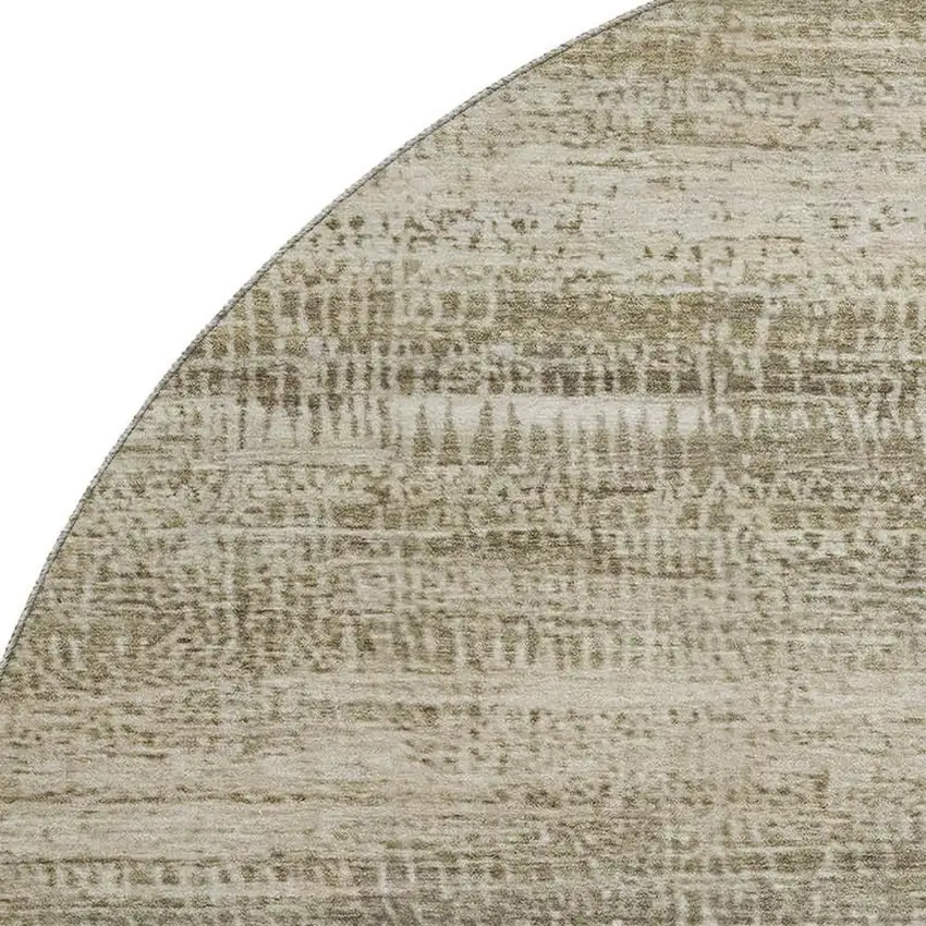 8' Taupe And Beige Abstract Washable Round Rug With UV Protection Photo 3